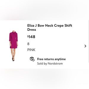 Eliza J Pink Sheath Dress with Cowl Neck Long Sleeves